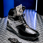 Mauri 8402 Diamond Patent/ Baby Croc/ Suede/ Mauri Fabric Sneakers Black/ Grey