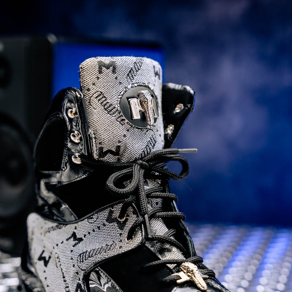 Mauri 8402 Diamond Patent/ Baby Croc/ Suede/ Mauri Fabric Sneakers Black/ Grey