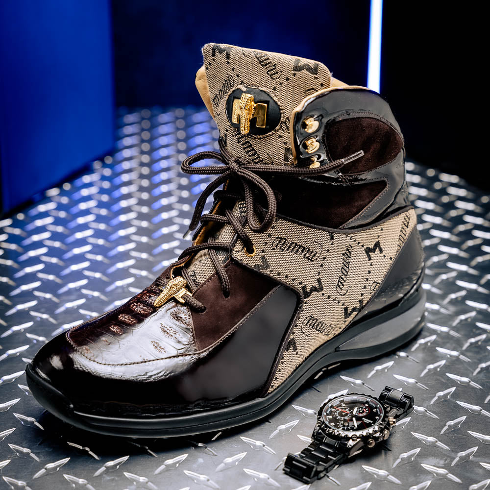 Mauri 8402 Diamond Patent/ Baby Croc/ Suede/ Mauri Fabric Sneakers