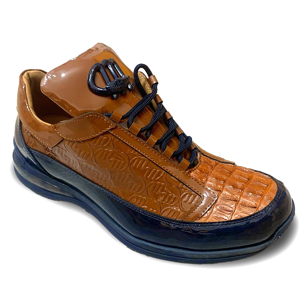 Mauri 8514/4 Patent / Hornback / Patent Embossed Sneakers Wonder Blue / Cognac
