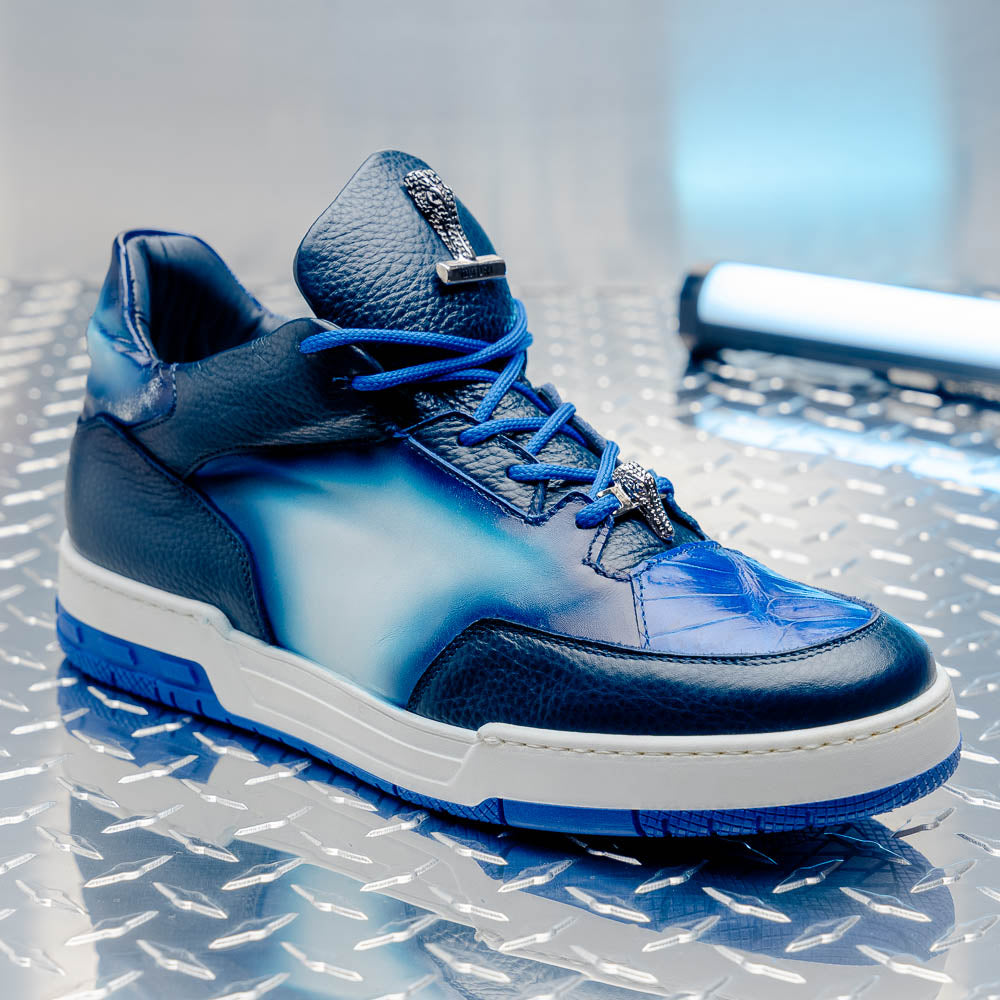 Mauri 8423 Ghost Baby Croc & Nappa Sneaker White / Dirty Royal Blue