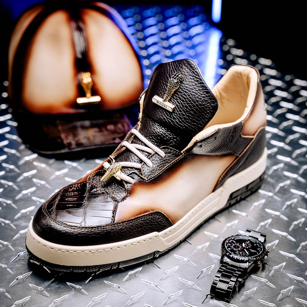 Mauri 8423 Baby Crocodile & Nappa Sneakers Sport Rust / Dune Dirty Gold