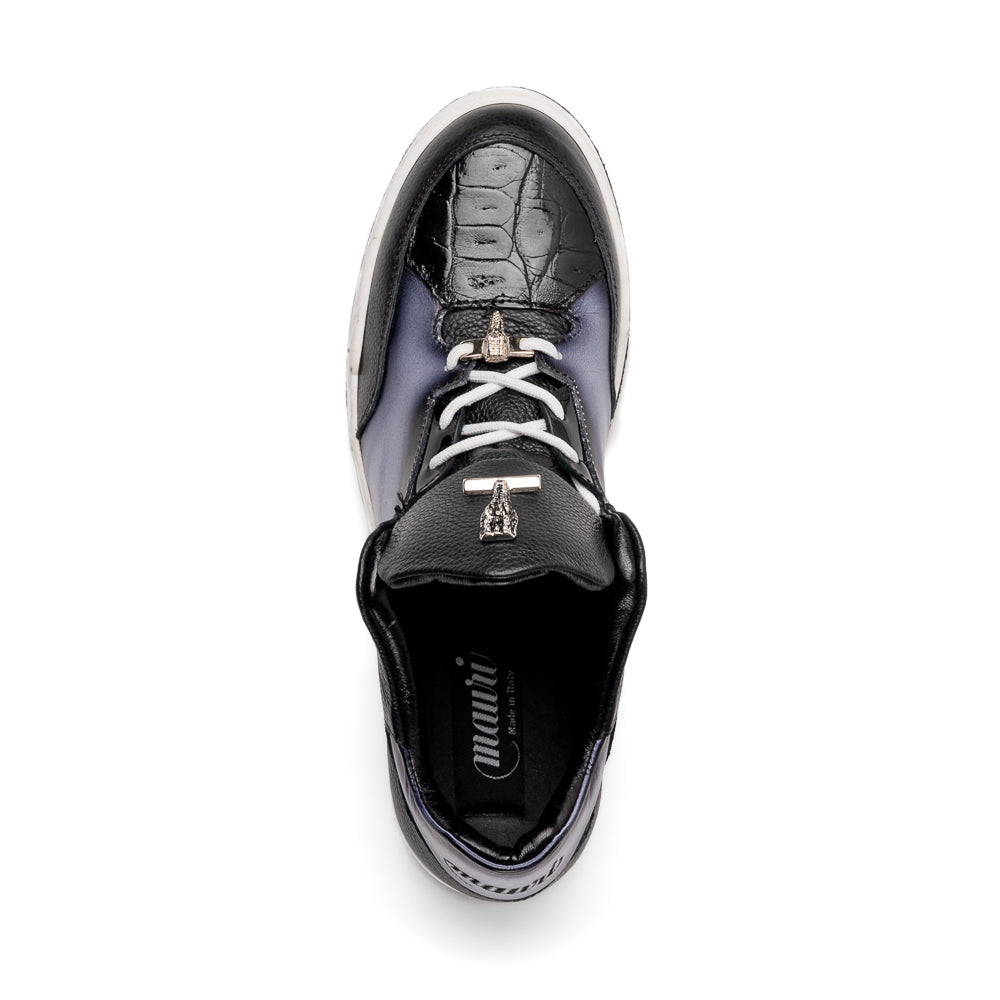 Mauri 8423 Baby Crocodile & Nappa Sneakers Black / White