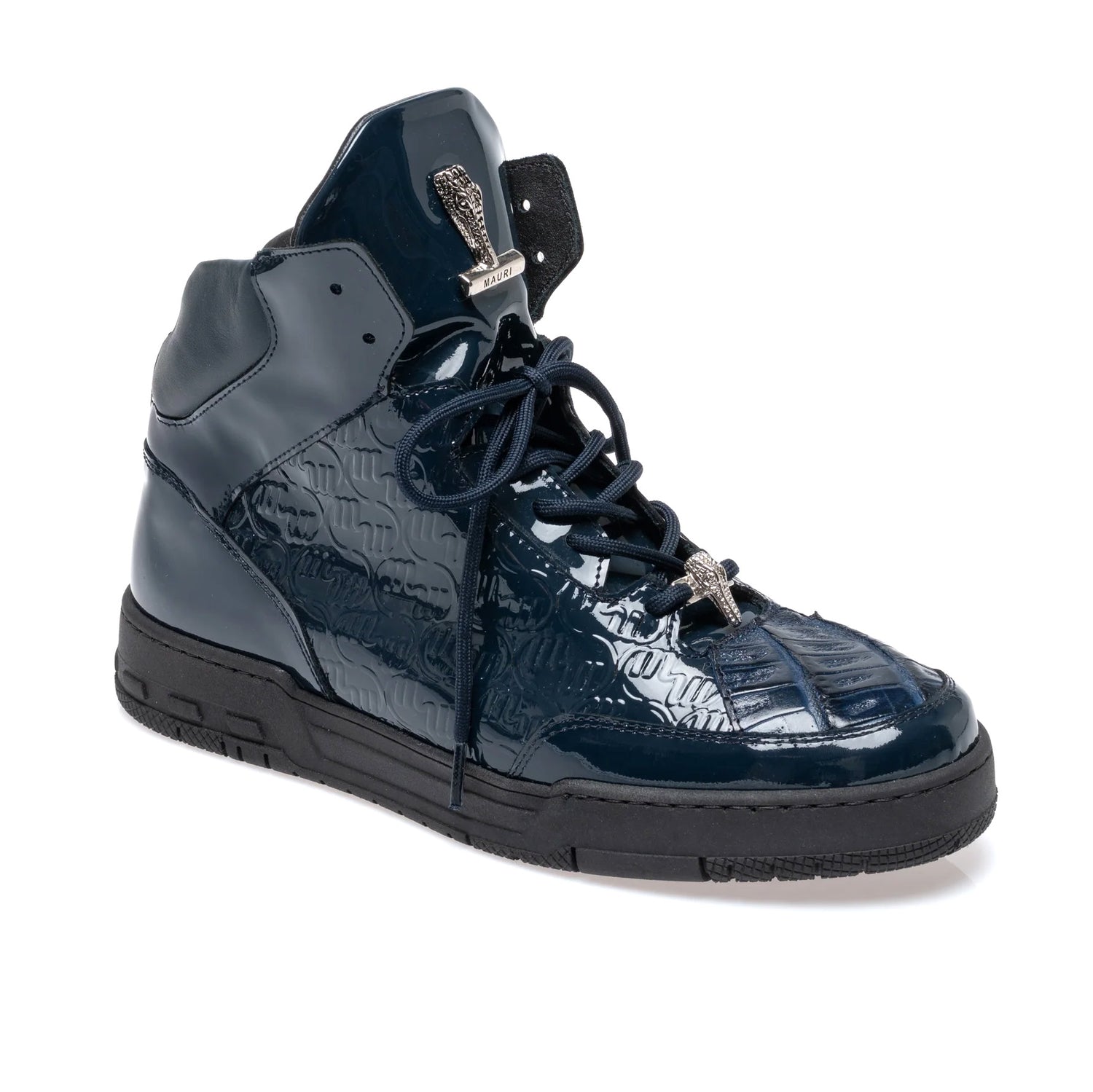 Mauri 8429 Patent Leather / Baby Crocodile / Embossed Patent Leather Sneakers Wonder Blue