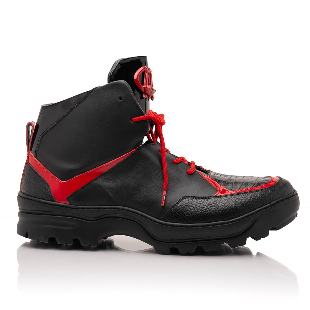 Mauri 8439 Baby Croc / Patent Leather / Nappa Boots Black & Red