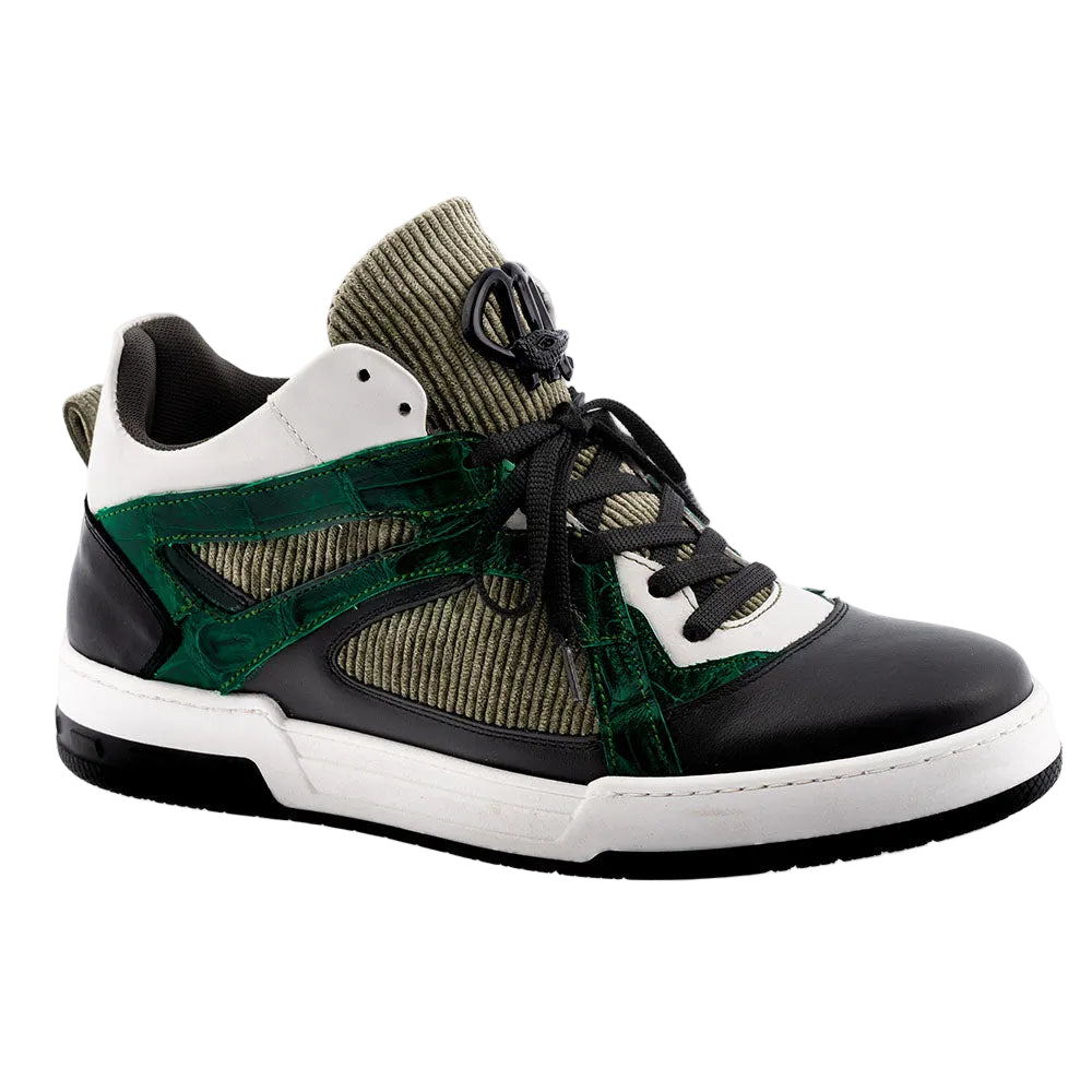 Mauri 8452 Nappa / Baby Croc / Corduroy Sneaker Hunter Green & Black