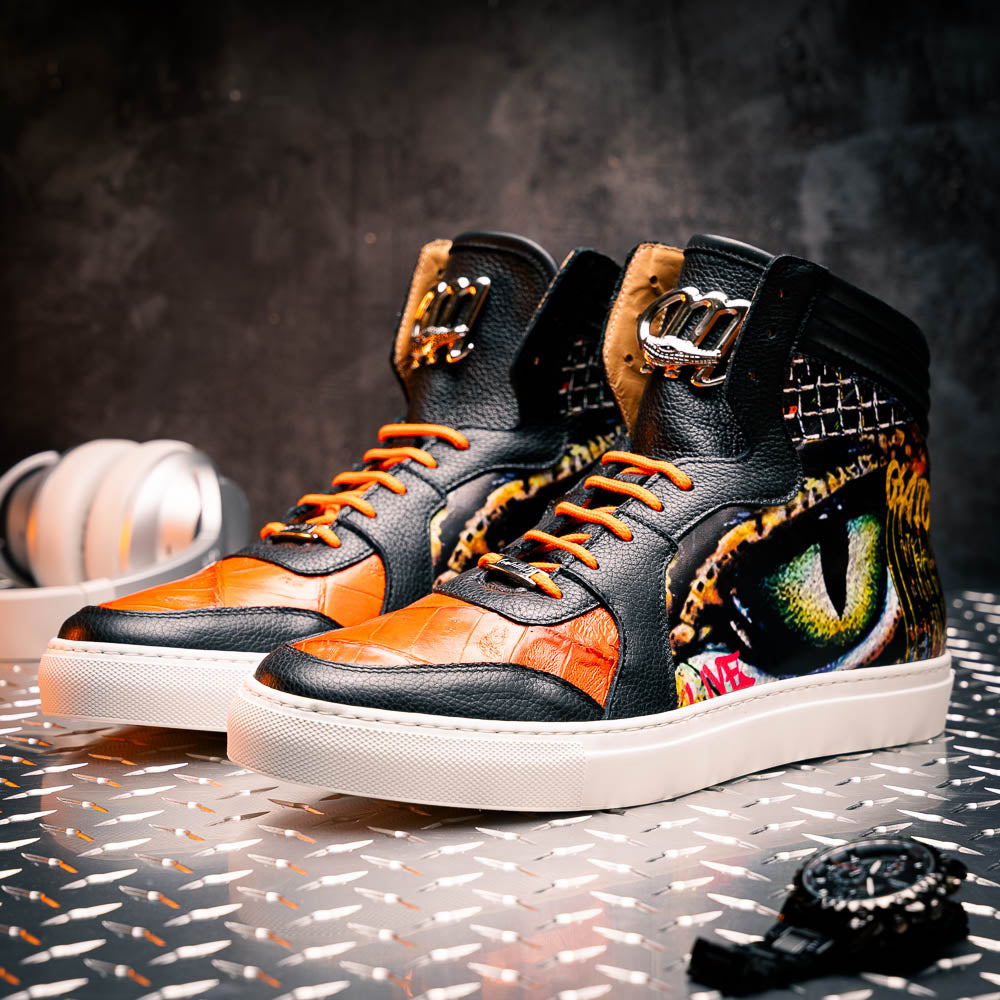 Mauri 8466/1 Vision Baby Croc / Calfskin Sneakers Black / Orange