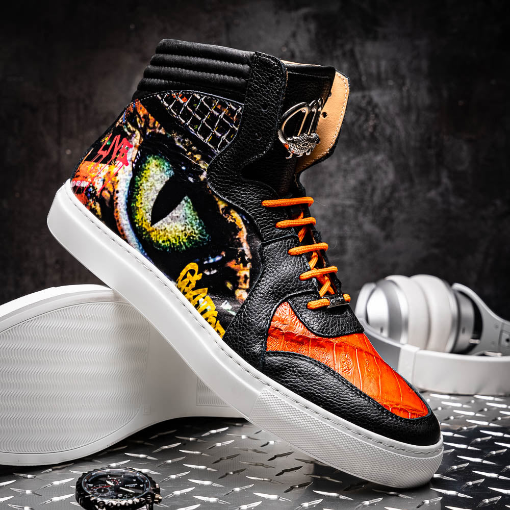 Mauri 8466/1 Vision Baby Croc / Calfskin Sneakers Black / Orange