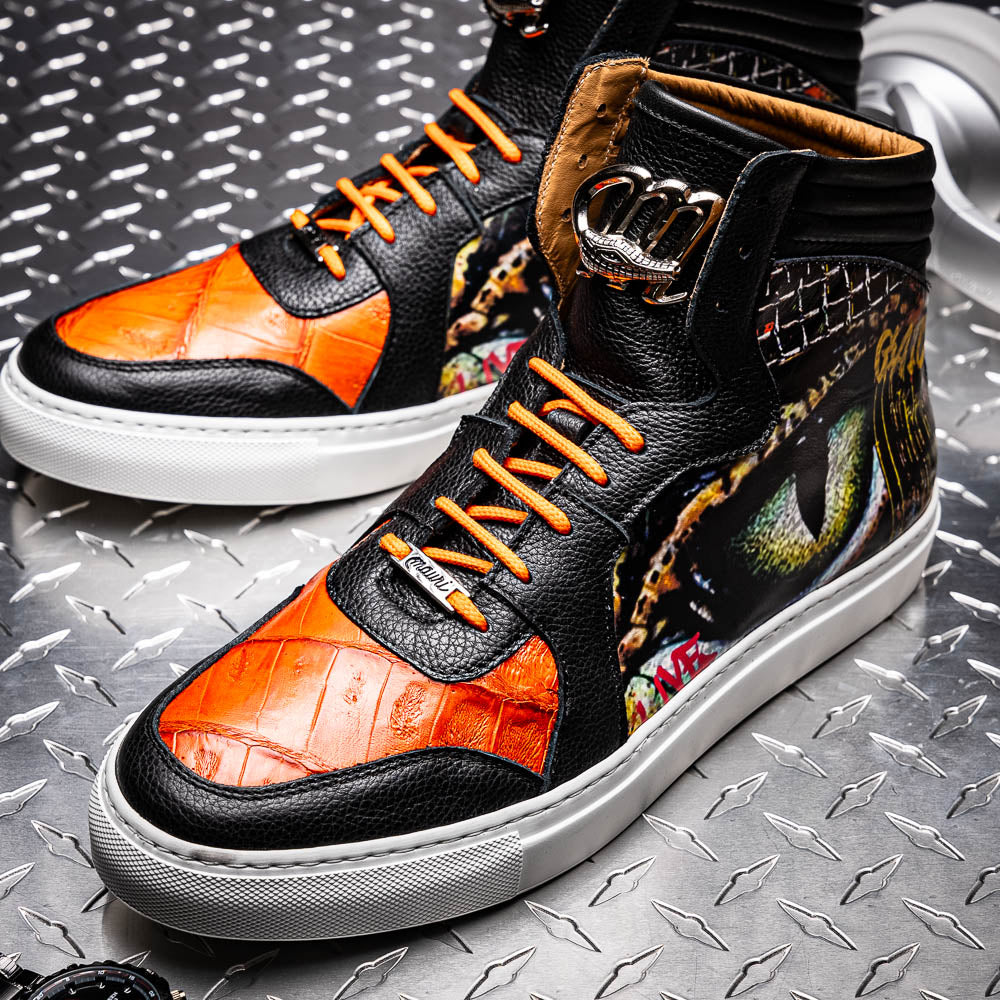 Mauri 8466/1 Vision Baby Croc / Calfskin Sneakers Black / Orange