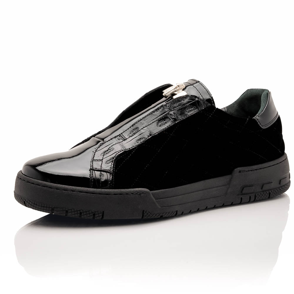 Mauri 8478/10 Baby Croc / Quilted Velvet / Patent Sneaker Black