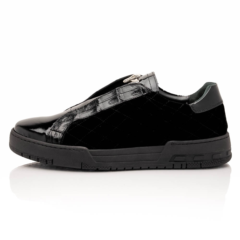 Mauri 8478/10 Baby Croc / Quilted Velvet / Patent Sneaker Black