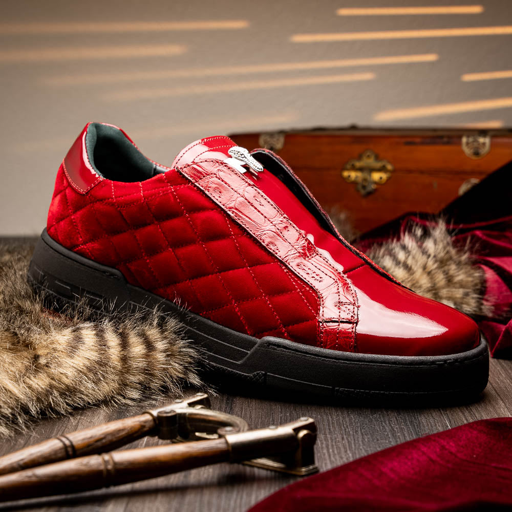 Mauri 8478/10 Baby Croc / Quilted Velvet / Patent Sneaker Red