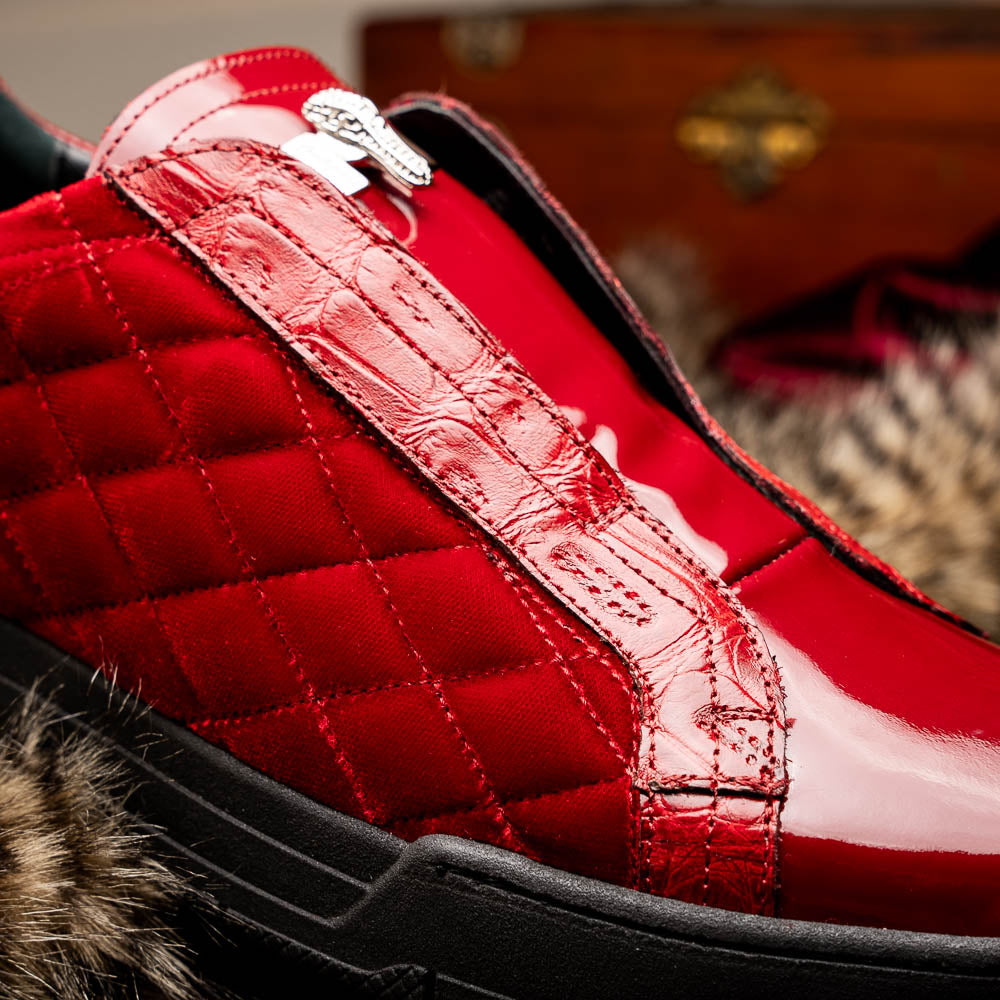 Mauri 8478/10 Baby Croc / Quilted Velvet / Patent Sneaker Red (Special Order)