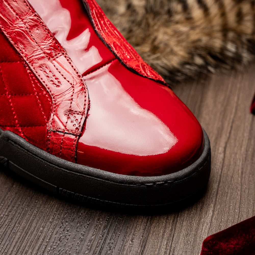 Mauri 8478/10 Baby Croc / Quilted Velvet / Patent Sneaker Red (Special Order)