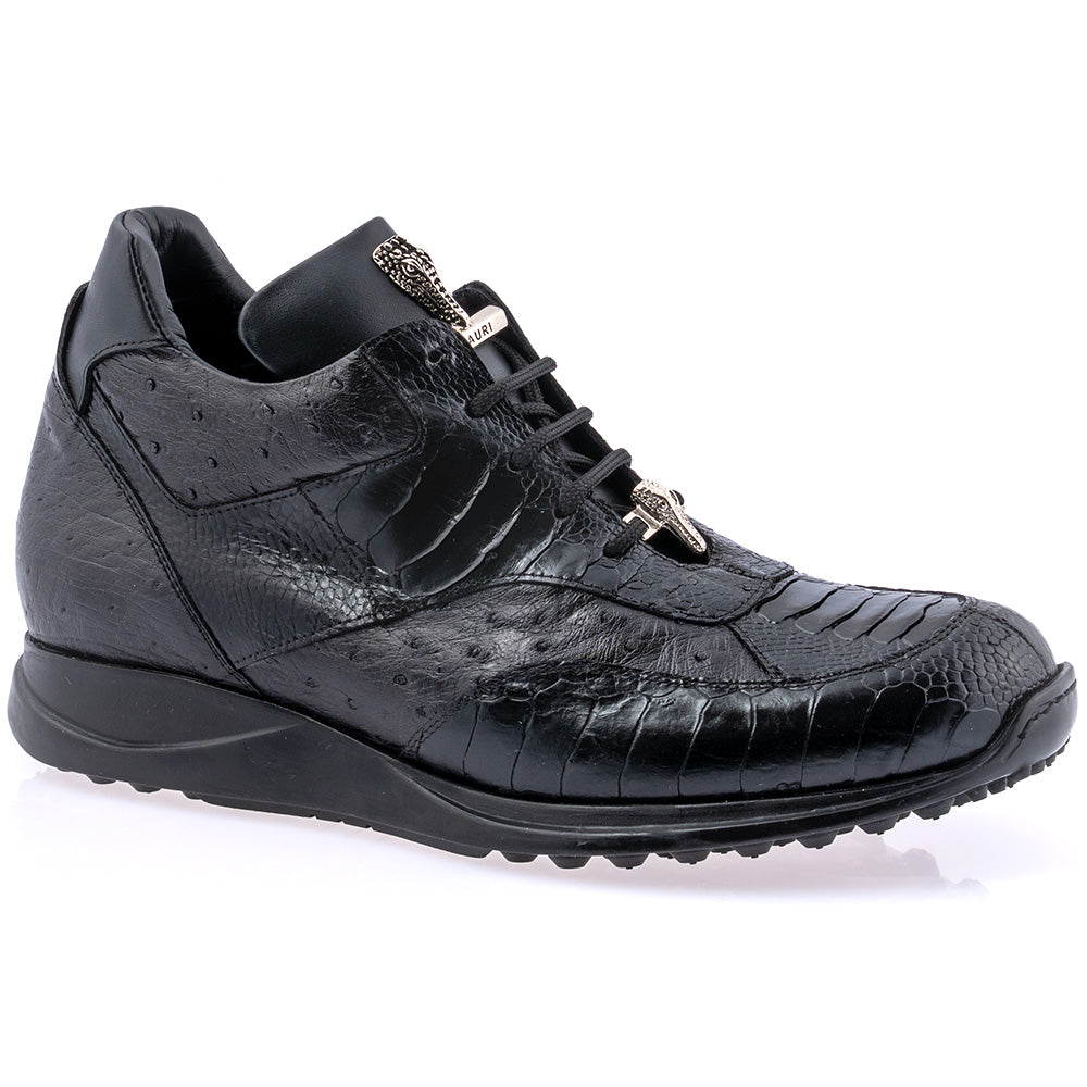 Mauri 8498/3 Brett Ostrich / Ostrich Leg / Calfskin Sneakers Black