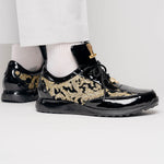 Mauri 8514 Patent / Baby Croc & Didier Fabric Sneakers Black / Gold (Special Order)