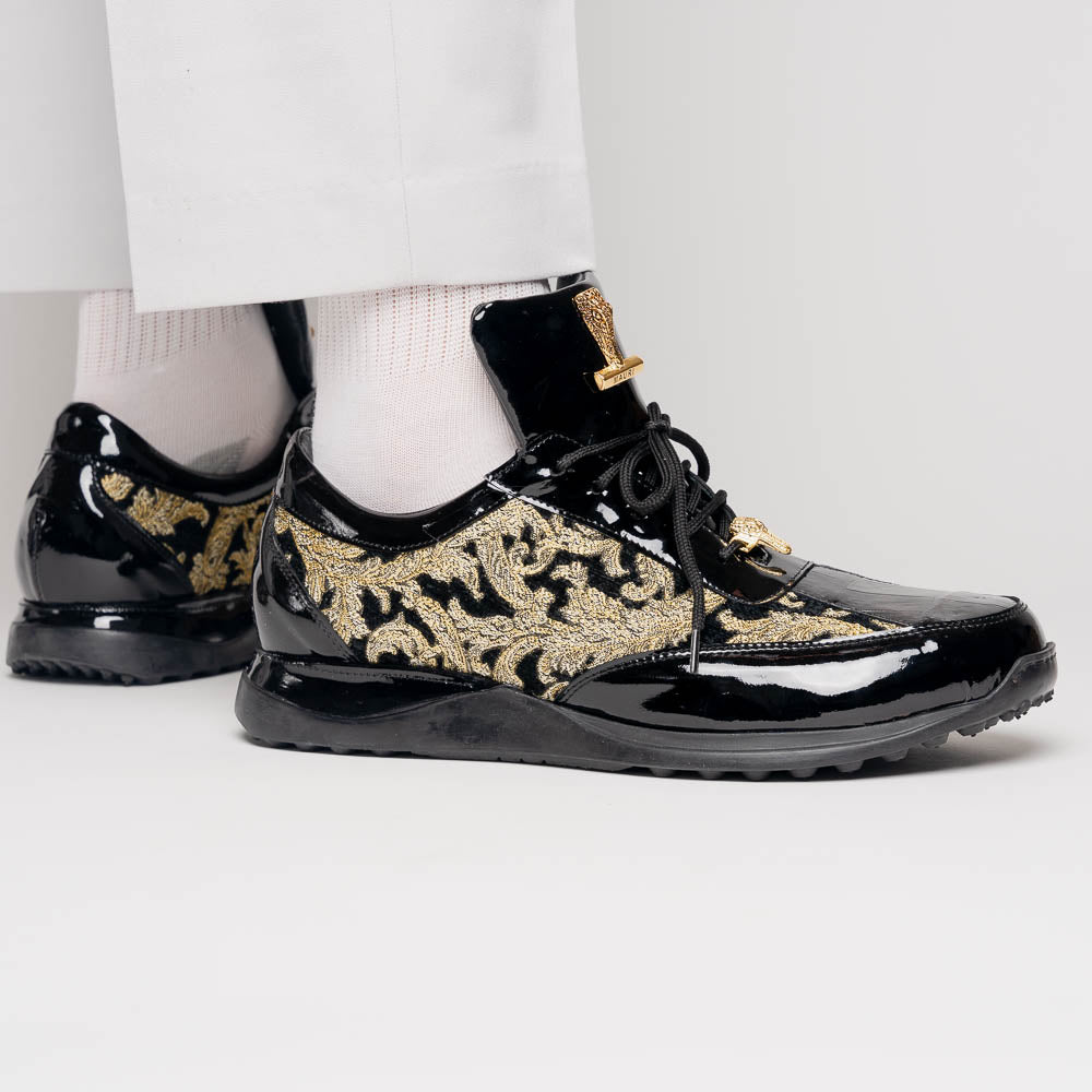 Mauri 8514 Patent / Baby Croc & Didier Fabric Sneakers Black / Gold (Special Order)