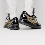 Mauri 8514 Patent / Baby Croc & Didier Fabric Sneakers Black / Gold (Special Order)