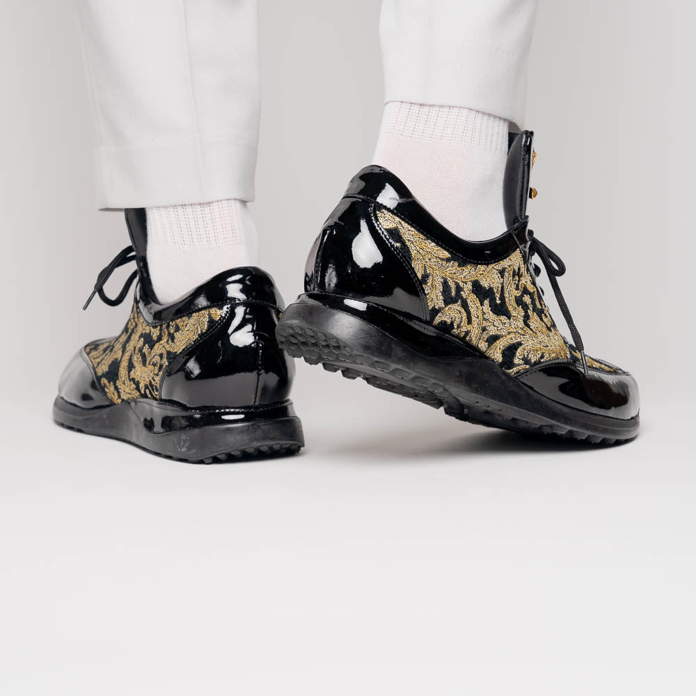 Mauri 8514 Patent / Baby Croc & Didier Fabric Sneakers Black / Gold (Special Order)