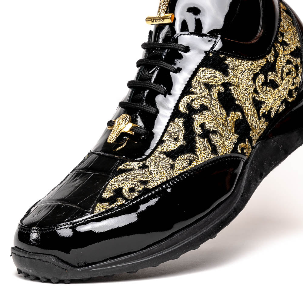 Mauri 8514 Patent / Baby Croc & Didier Fabric Sneakers Black / Gold (Special Order)