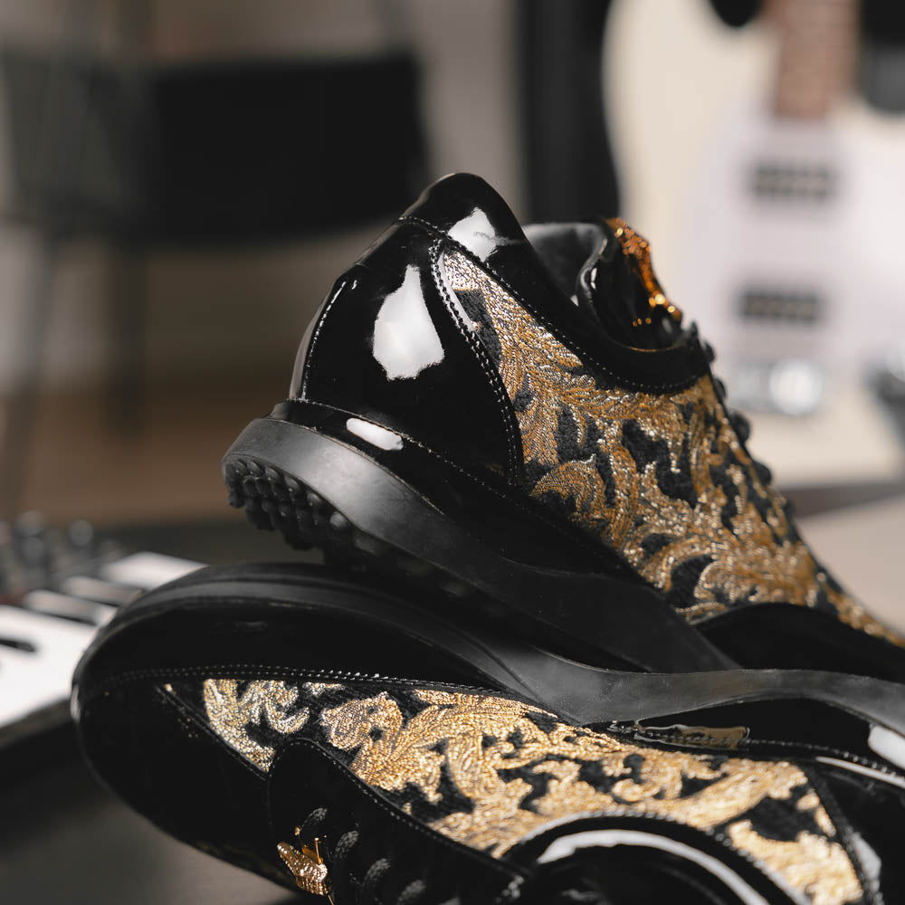 Mauri 8514 Patent / Baby Croc & Didier Fabric Sneakers Black / Gold (Special Order)