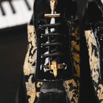 Mauri 8514 Patent / Baby Croc & Didier Fabric Sneakers Black / Gold (Special Order)