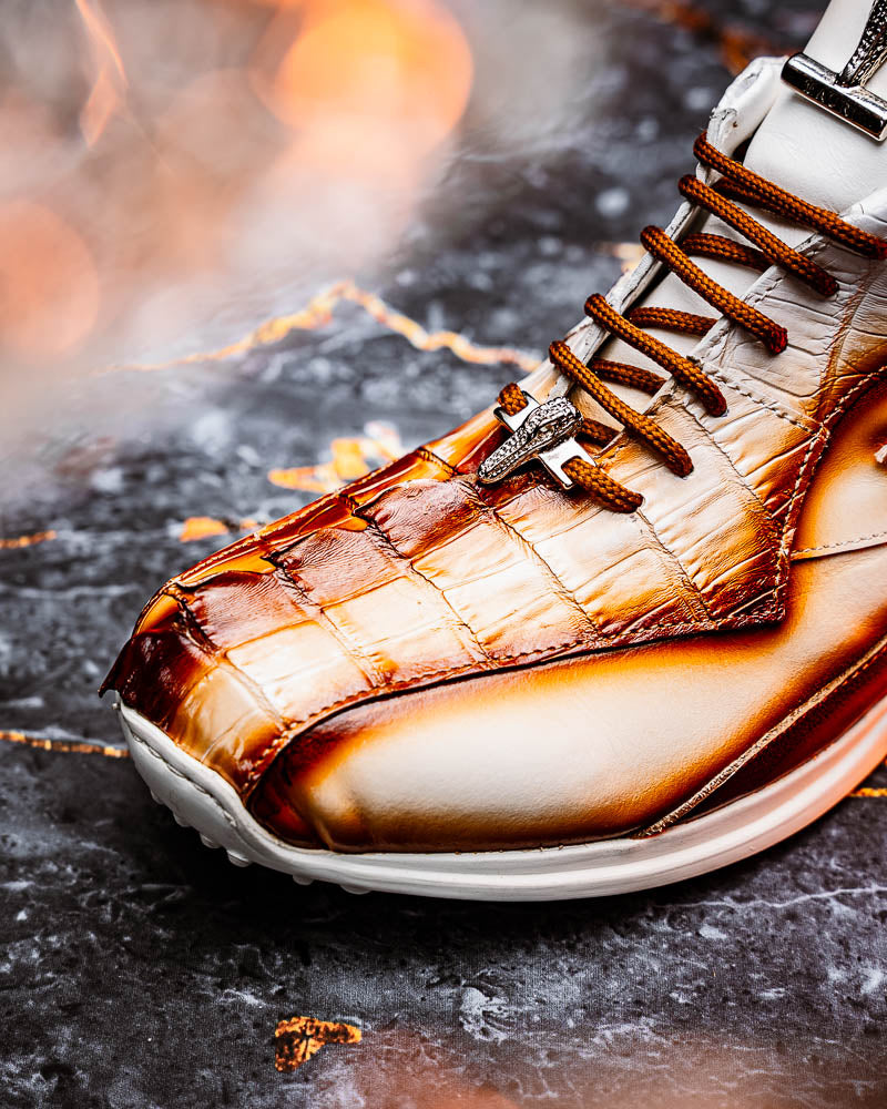 Mauri 8596/4 Hazard Hornback & Nappa Sneaker White / Dirty Cognac
