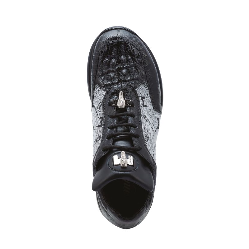 Mauri 8741-2 Ostrich & Hornback Sneakers Black