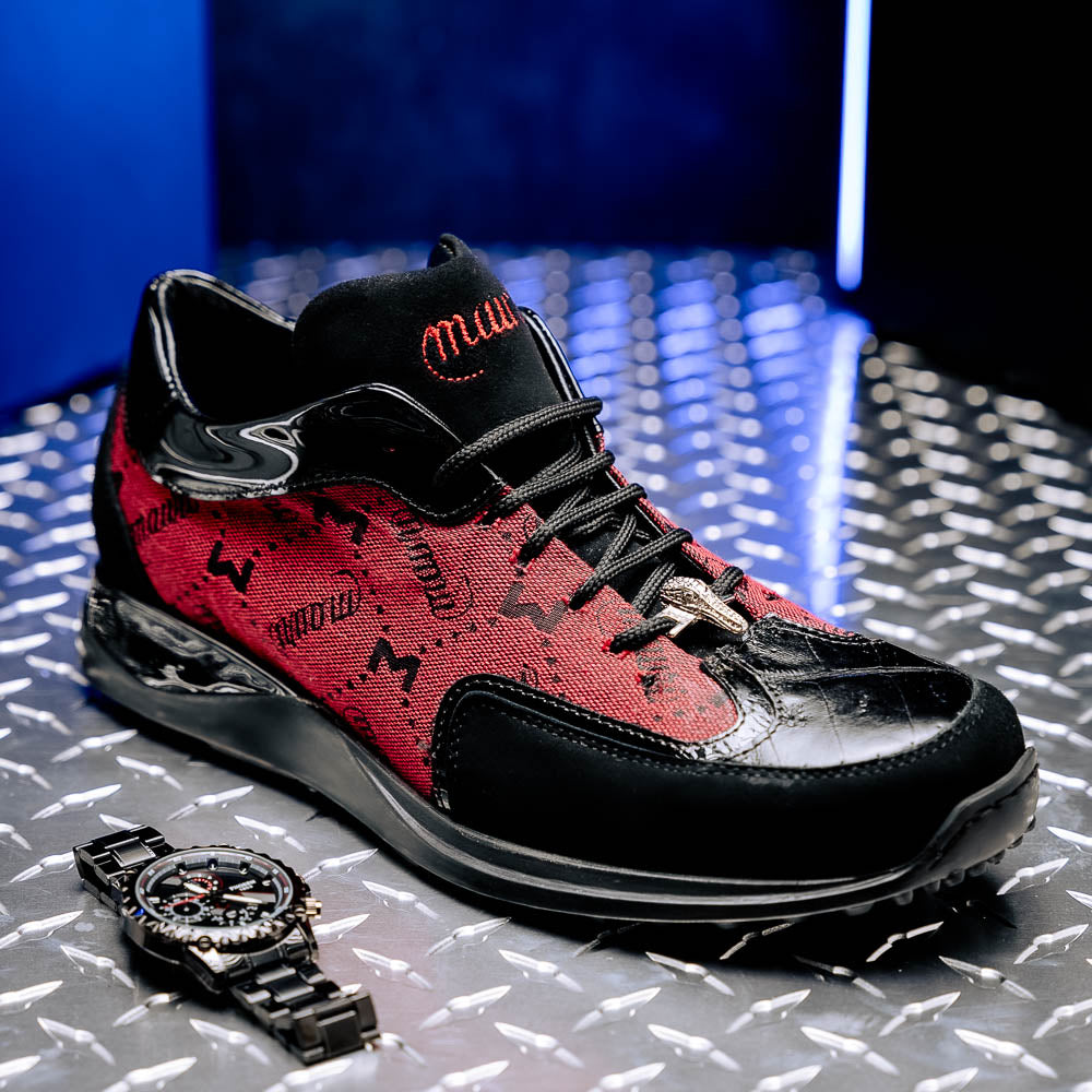 Mauri 8804/7 Vamp Suede/ Baby Croc/ Patent/ Mauri Fabric Sneakers Black/ Red