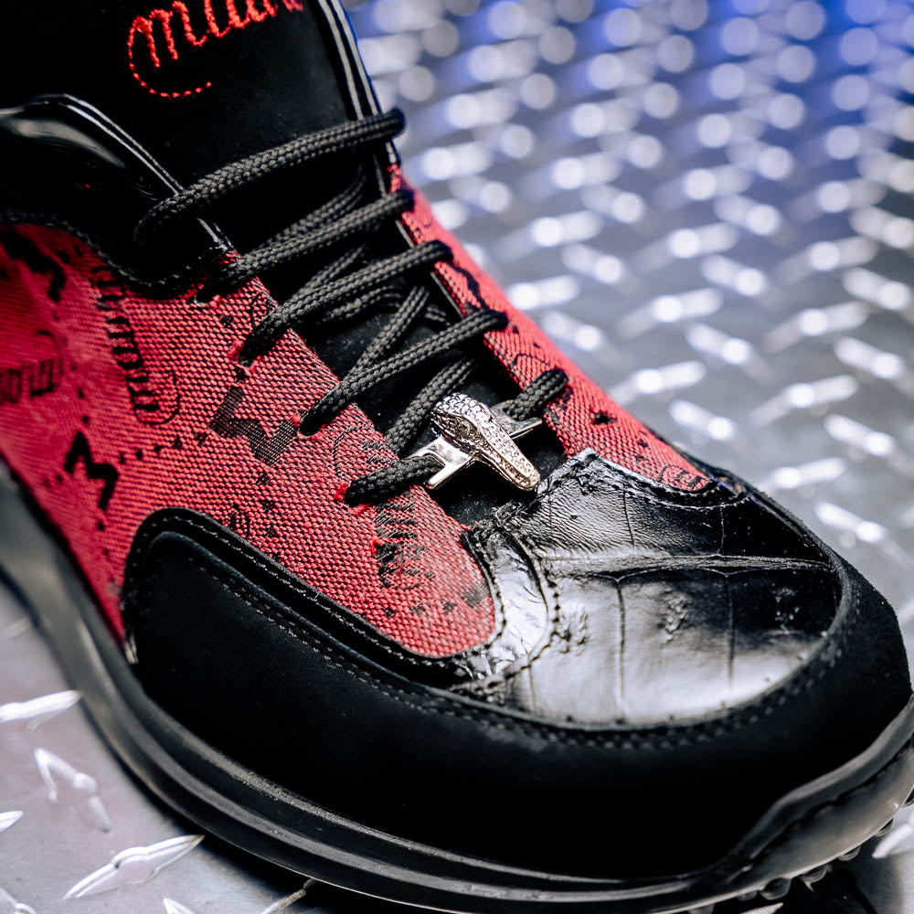 Mauri 8804/7 Vamp Suede/ Baby Croc/ Patent/ Mauri Fabric Sneakers Black/ Red