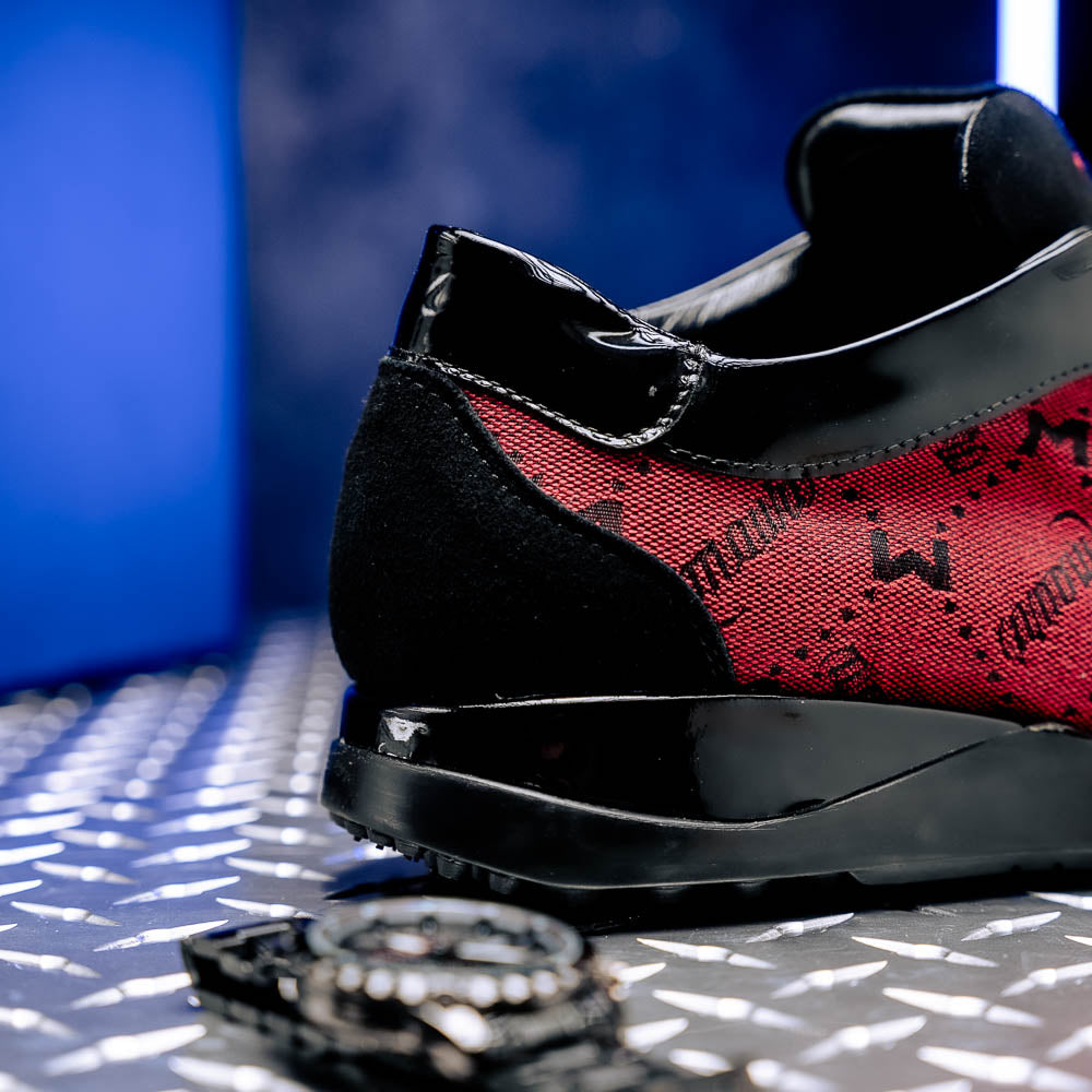 Mauri 8804/7 Vamp Suede/ Baby Croc/ Patent/ Mauri Fabric Sneakers Black/ Red