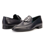 Vinci Leather The Astoria Buffalo Buckle Loafer Navy