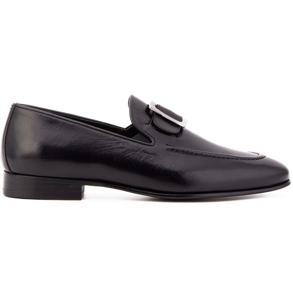 Vinci Leather The Astoria Buffalo Buckle Loafer Black