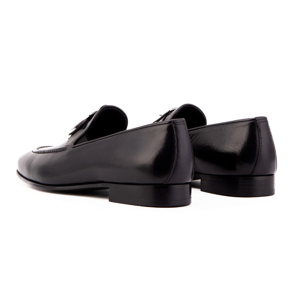 Vinci Leather The Astoria Buffalo Buckle Loafer Black