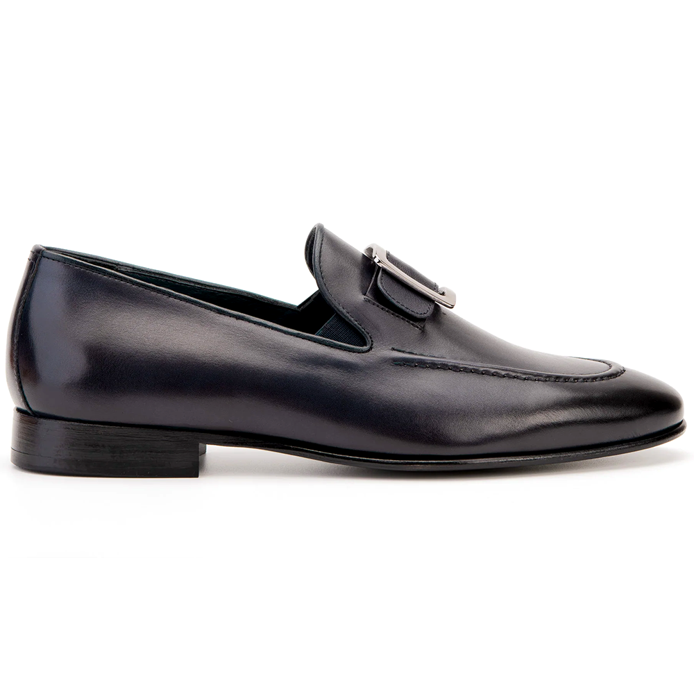 Vinci Leather The Astoria Buffalo Buckle Loafer Navy