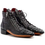 Paul Parkman Embossed Crocodile Double Zipper Boot Black
