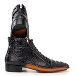 Paul Parkman Embossed Crocodile Double Zipper Boot Black
