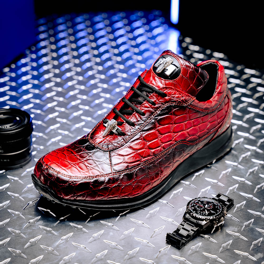 Mauri 8900/2 Alligator/ Nappa Sneakers Red/ Dirty Black