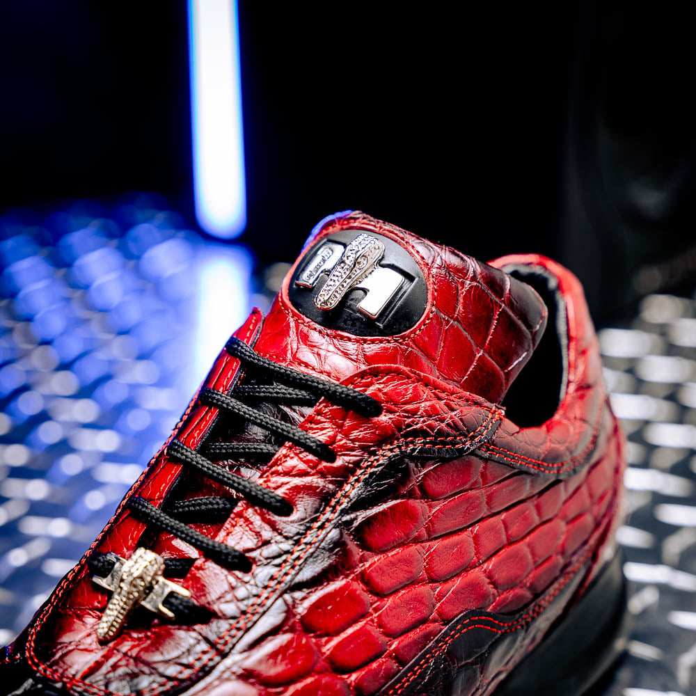 Mauri 8900/2 Alligator/ Nappa Sneakers Red/ Dirty Black