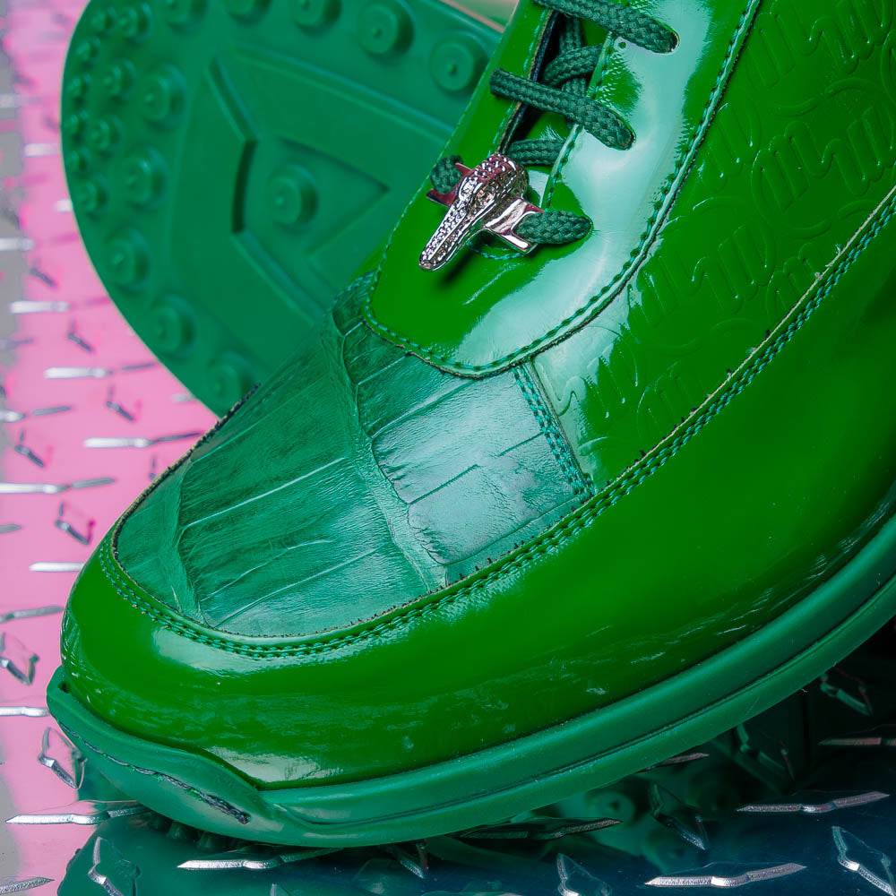 Mauri 8900/2 Baby Crocodile / Embossed Patent Sneakers Leaf Green