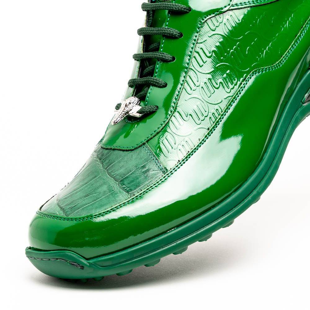 Mauri 8900/2 Baby Crocodile / Embossed Patent Sneakers Leaf Green