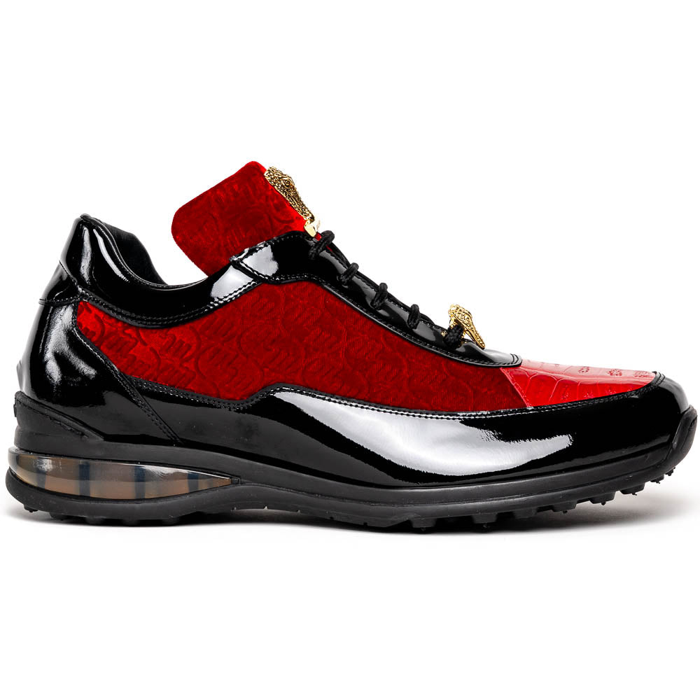 Mauri Bubble 8900/8 Patent Croc & Velvet Sneakers Black / Red