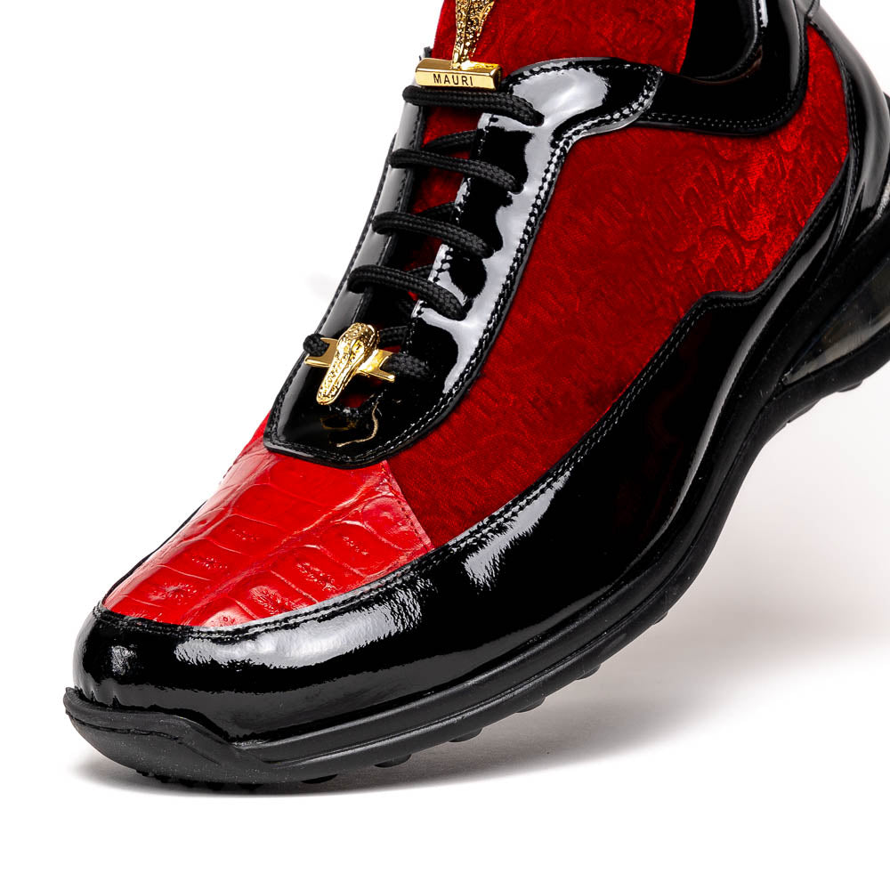 Mauri Bubble 8900/8 Patent Croc & Velvet Sneakers Black / Red