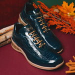 Mauri Bubble Patent Leather Embossed Baby Croc Sneakers Wonder Blue