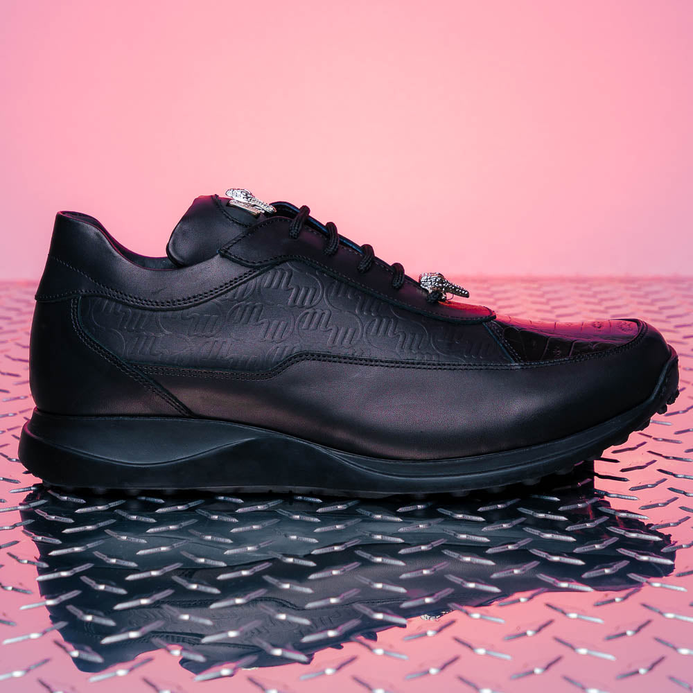 Mauri 8900-2 Classic Crocodile & Calfskin Black | MensDesignerShoe.com