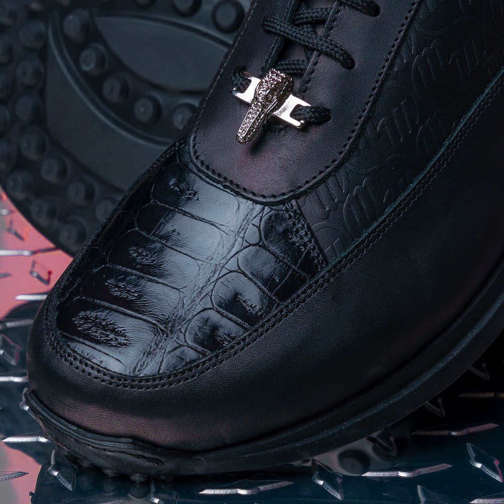 Mauri 8900-2 Classic Crocodile & Calfskin Black | MensDesignerShoe.com