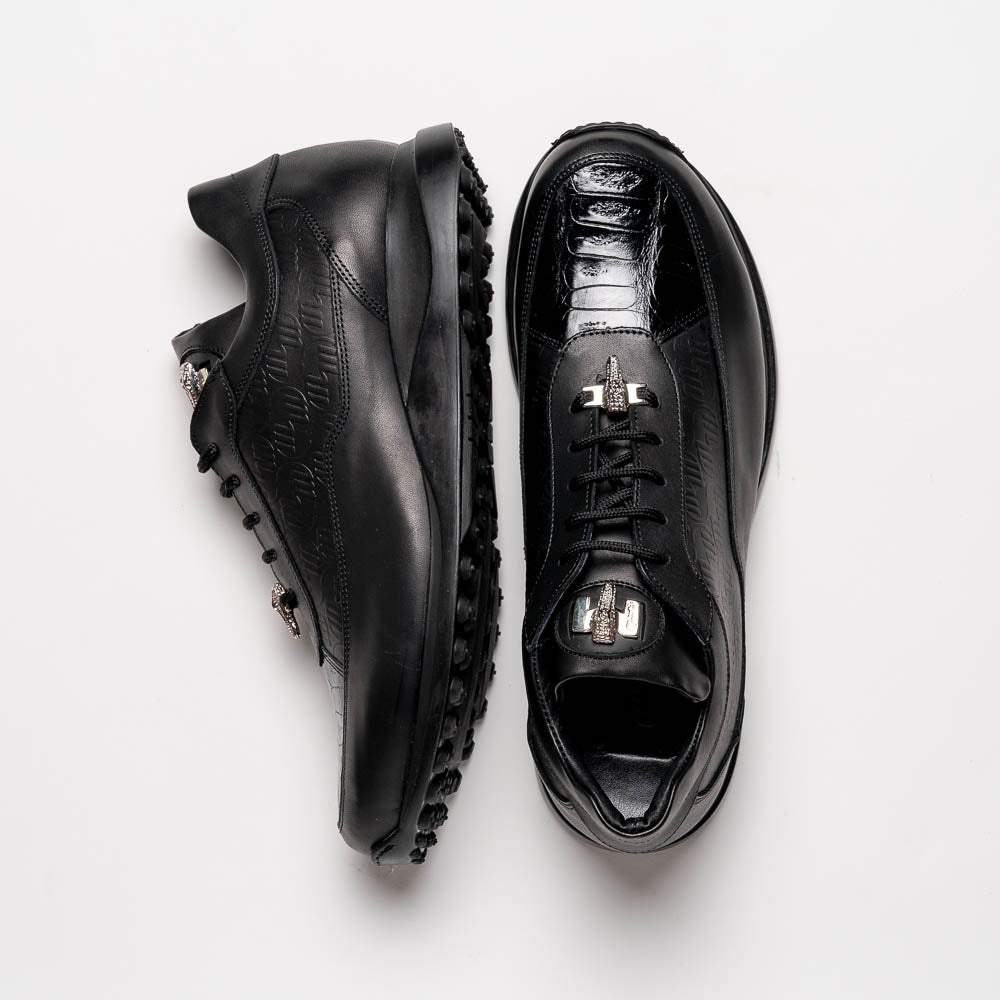 Mauri 8900-2 Classic Crocodile & Calfskin Black | MensDesignerShoe.com