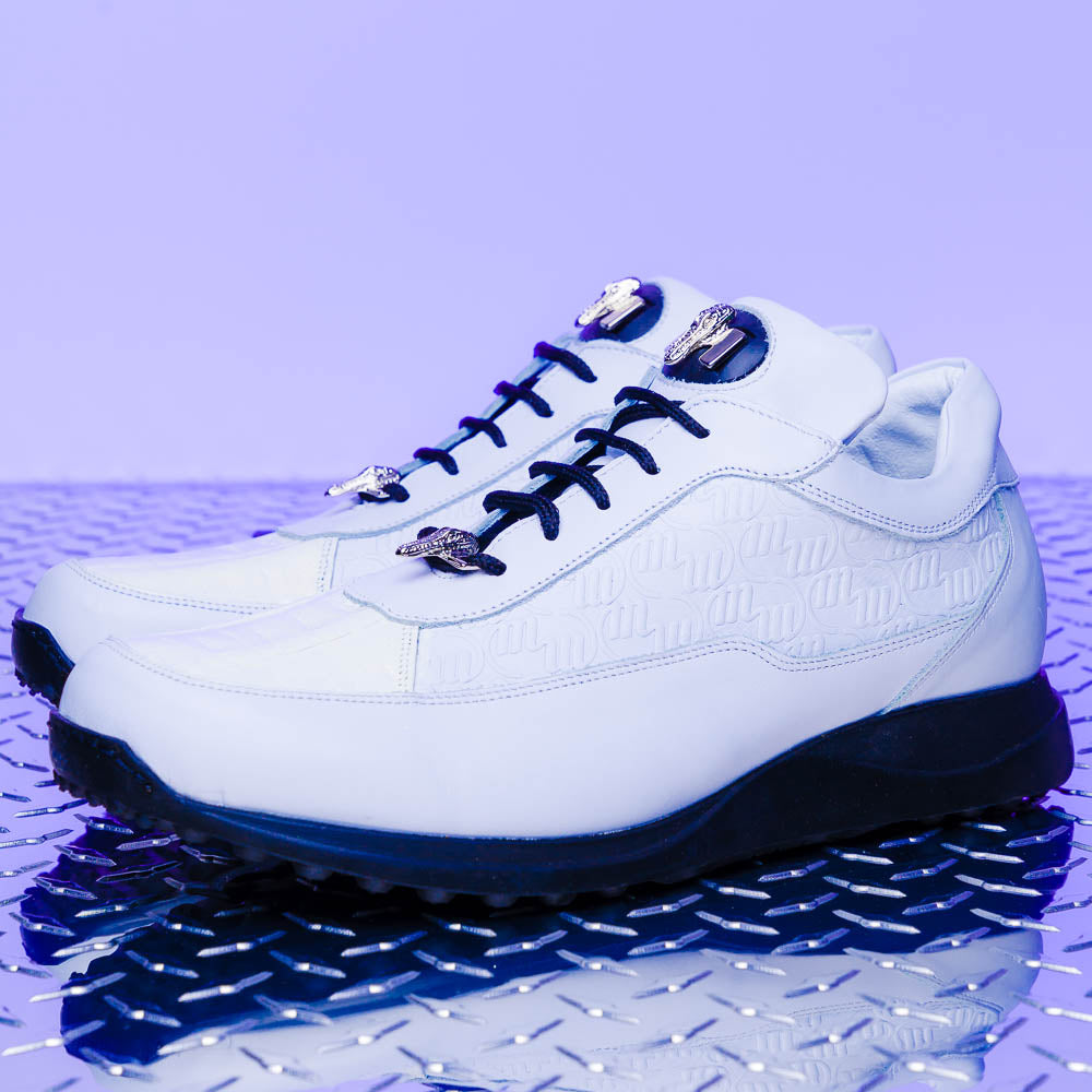 Mauri 8900/2 Baby Crocodile / Embossed Nappa Sneakers White (Special Order)