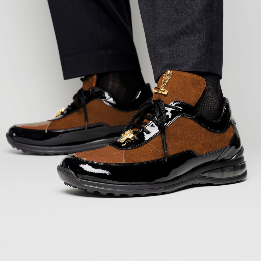 Mauri Bubble 8900/8 Patent Croc & Velvet Sneakers Black / Mustard / Camel (SPECIAL)