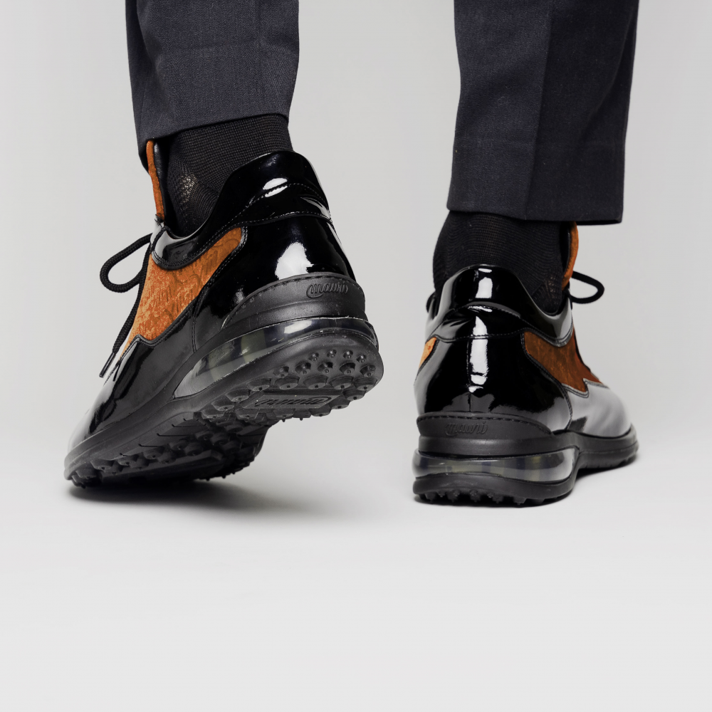 Mauri Bubble 8900/8 Patent Croc & Velvet Sneakers Black / Mustard / Camel (SPECIAL)